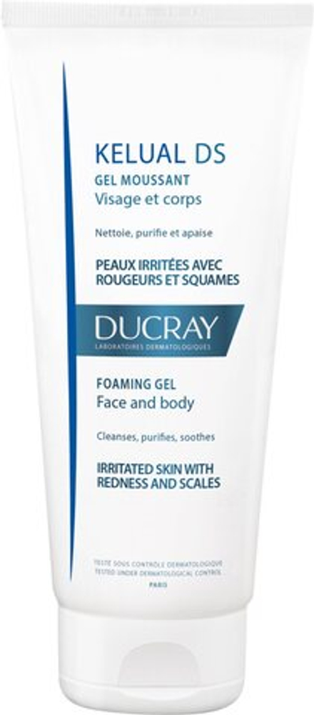 Ducray Kelual DS - пенящийся гель для умывания чувствительной кожи лица и тела /   200  ml  / GTIN 3282770037531