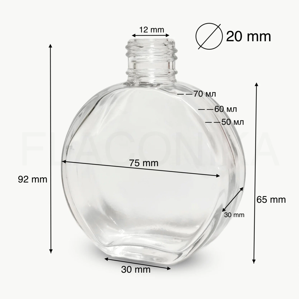 Комплект: Флакон для диффузора 60 мл прозрачный Клэр с черной крышкой