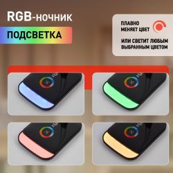 Настольный светильник ЭРА NLED-460-14W-BK-S светодиодный с ночником на основании черный с серебром