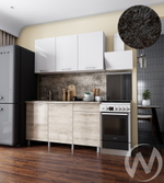 Кухня Нора 1.5м (корпус белый/белый; дуб шале светлый) 26мм кастилло темный