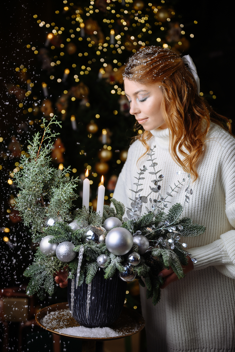 Композиция в кашпо Серебряный звон