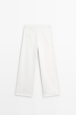 Massimo Dutti Джинсы с высокой талией и широкими штанинами, экрю