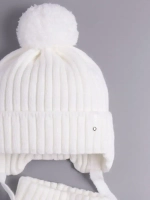 Шапка осенняя детская на завязках и снуд