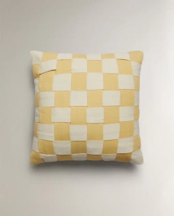 ZARA HOME ДЕТСКАЯ ХЛОПКОВАЯ ПОДУШКА, ЖЕЛТЫЙ