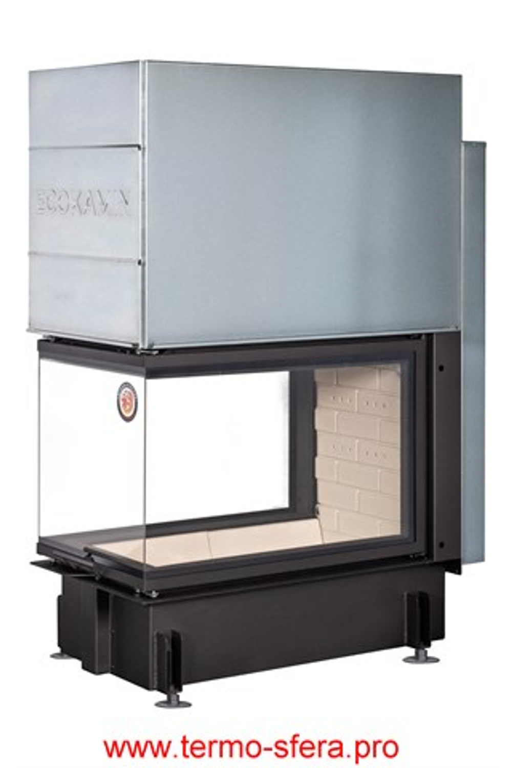 Каминная топка Экокамин ДЕЛЬТА 900 P три стекла подовое горение принтинг