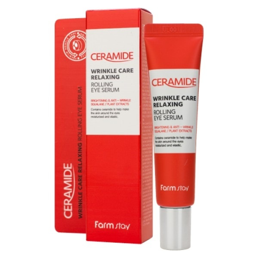 Сыворотка для кожи вокруг глаз укрепляющая с керамидами FarmStay Ceramide Wrinkle Care Relaxing Rolling Eye Serum