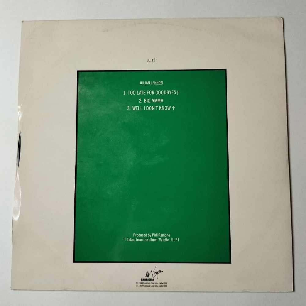 Винтажная виниловая пластинка LP Julian Lennon Too Late For Goodbyes (UK 1984) Maxi Single 45 RPM