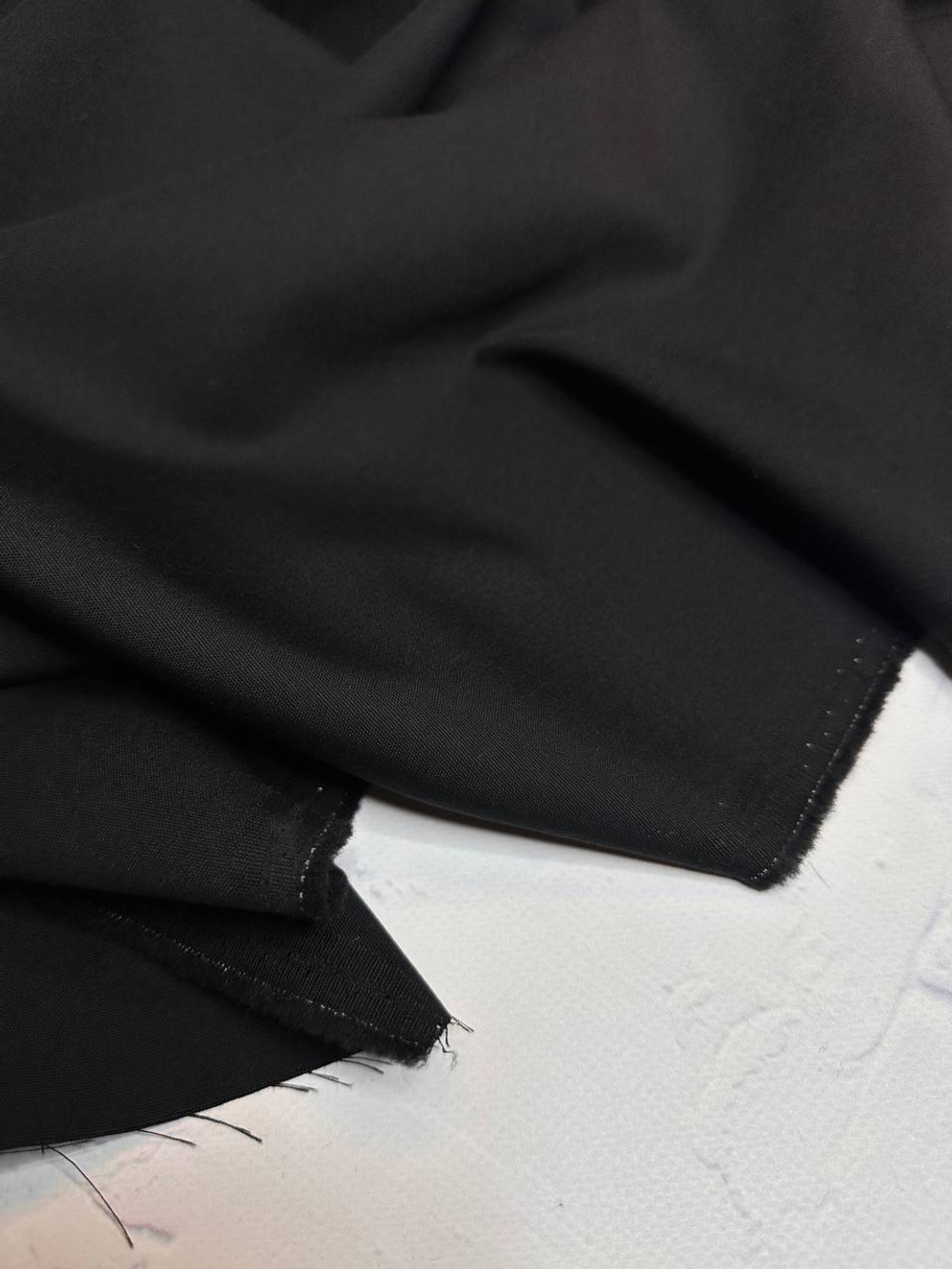 Костюмно-плательная однотонная шерсть (Marzotto, 90%шерсть/10%полиэстер, Густой черный, 150, 240 гр/м2)