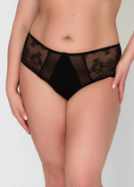 Женские трусики-слипы из гипюра с цветочным рисунком (Размер: L) (Цвет: черный)