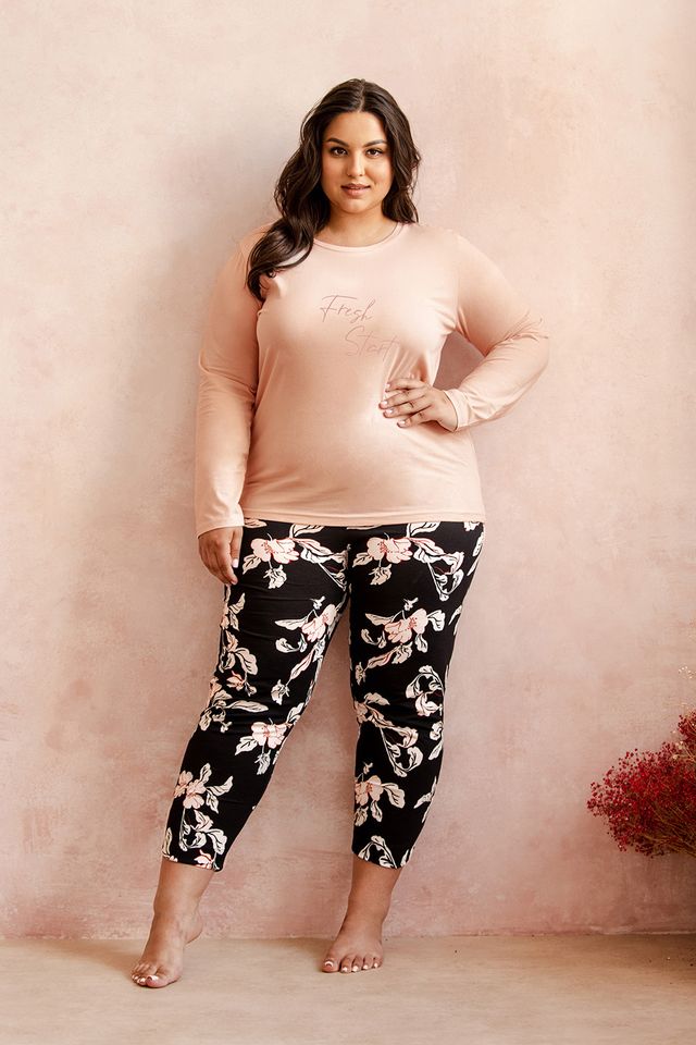 Пижама plus size с цветочными бриджами 25W Katie