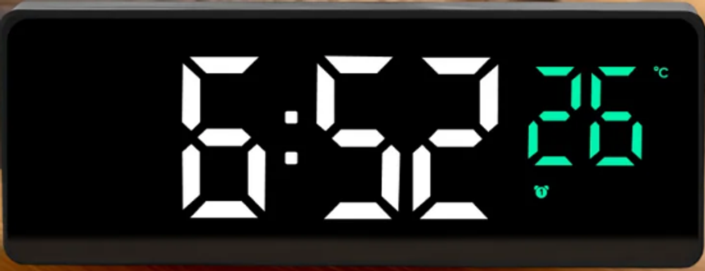 Часы электронные GH-0715L Белые цифры (Температура Будильник) Питание 5В/2*ААА)
