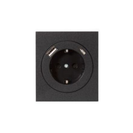 Розетка STRONG 1-ая с/з с/у з/ш 16А с USB A+C быстрой зарядки 5В/3А антрацит KRANZ