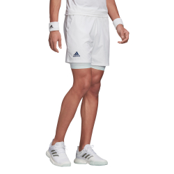 Мужские теннисные шорты Adidas 2in1 Short Heat Ready 7in - white/tech indigo