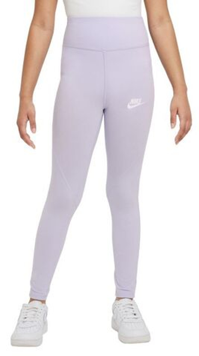 Штаны для девочки теннисные Nike Sportswear Favorites Graphix High-Waist Legging - oxygen purple/white