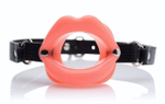 Кляп в форме губ Sissy Mouth Gag (Цвет: розовый с черным)