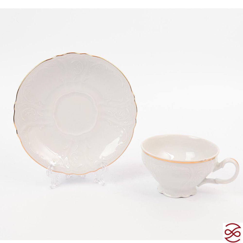 Набор чайных пар Bernadotte Белый узор 205 мл(6 пар)