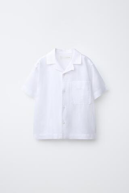 ZARA РУБАШКА ИЗО ЛЬНА И ХЛОПКА, БЕЛЫЙ