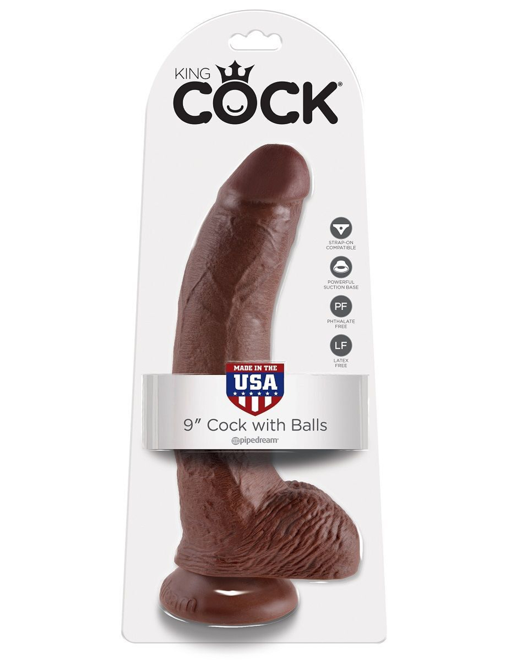 Коричневый фаллоимитатор 9  Cock with Balls - 22,9 см.