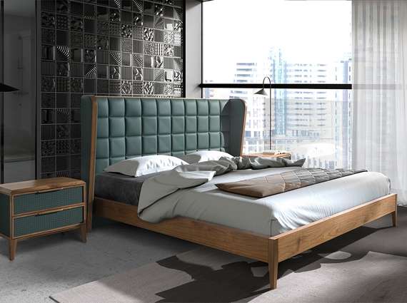 Кровать Angel Cerda 7148, темно-зеленая экокожа