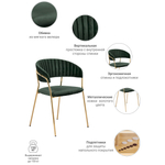 Комплект из 4-х стульев Turin зеленый, золотые ножки