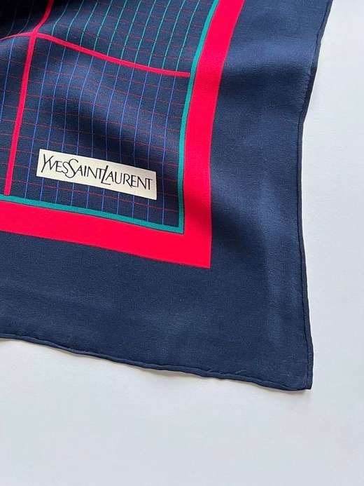 Платок синий в клетку YSL
