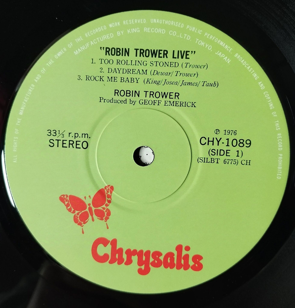 Винтажная виниловая пластинка LP Robin Trower Robin Trower Live (Japan 1976) (No Obi) Rock Me Baby