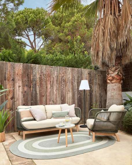 Уличное кресло Catalina, зеленый корд, массив акации