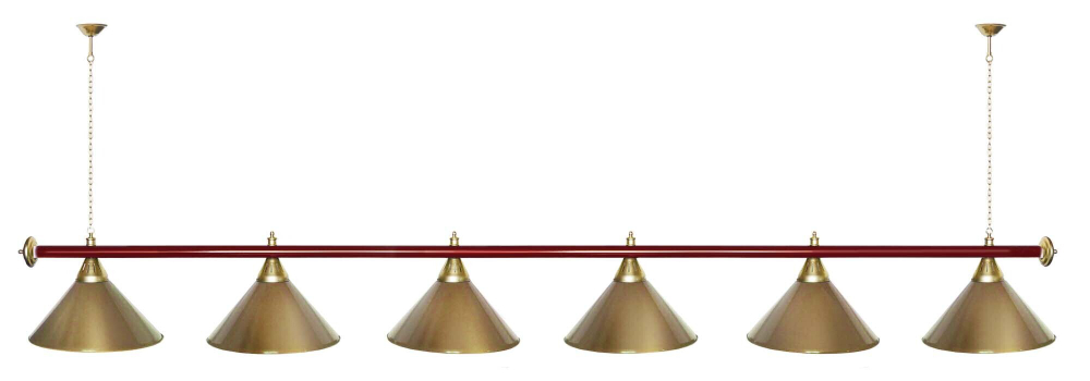 Лампа STARTBILLIARDS 6 пл. (плафоны золотые,штанга золотая,фурнитура золото)