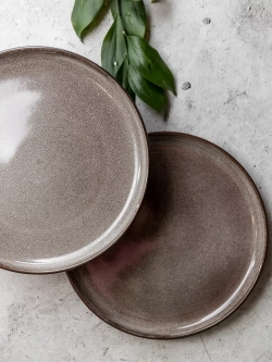 Тарелка с бортиками, Серая, диаметр 20 см - 6 шт.