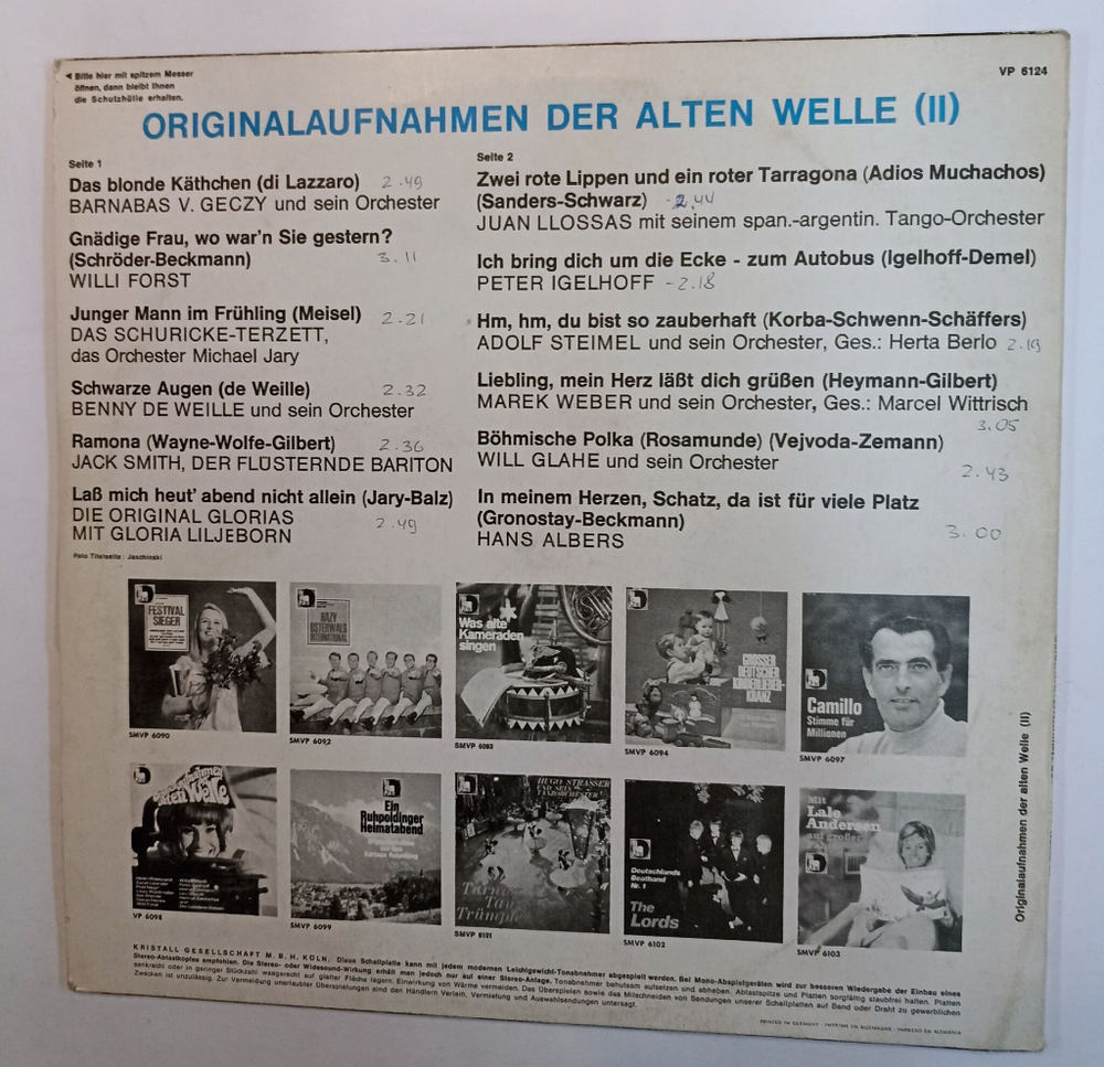 Винтажная виниловая пластинка LP Сборник Originalaufnahmen Der Alten Welle II (Germany)