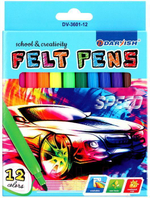 Фломастеры 12цв "Darvish" для мальчиков в картонной упаковке