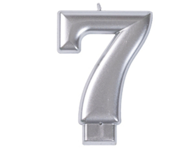 Свеча Цифра 7 Серебряная 8 см для торта