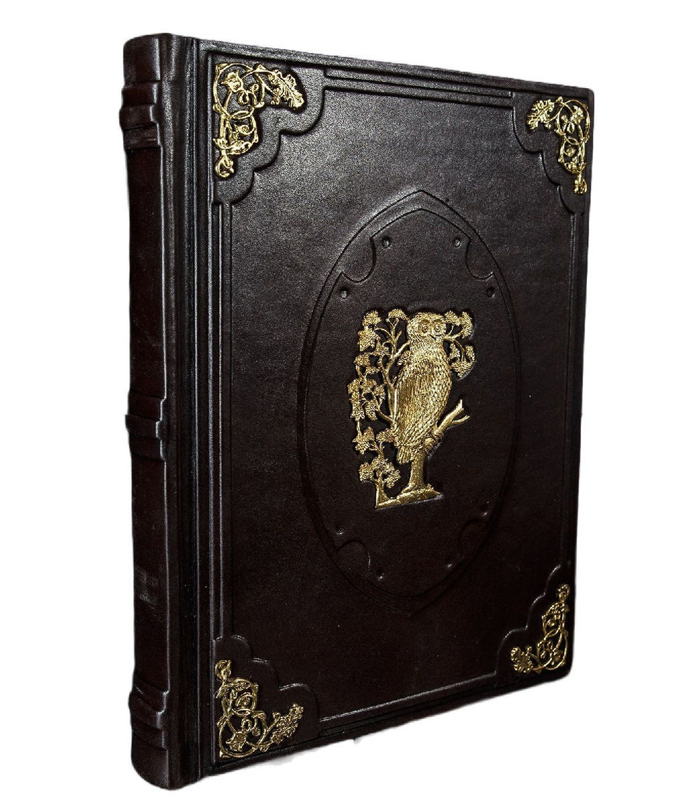 "Книга мудрости" Книга подарочная в кожаном переплете с ажурными уголками и накладкой в виде совы