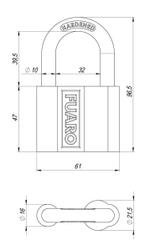 Замок навесной PL-PROTEC-4061 3key (PL-4061) , англ. /блистер