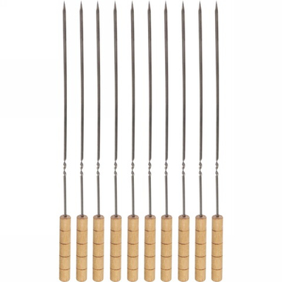 Набор шампуров 10 шт с деревянными ручками, длина 40 см, ширина 5 мм