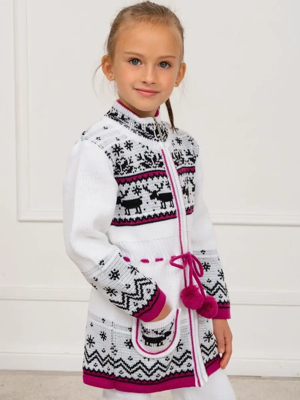 Кардиган вязаный на молнии для девочки