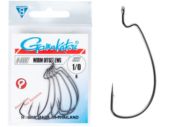 Крючки офсетные Gamakatsu WORM OFFSET EWG HOOKS BLACK разм. 1/0 6шт.