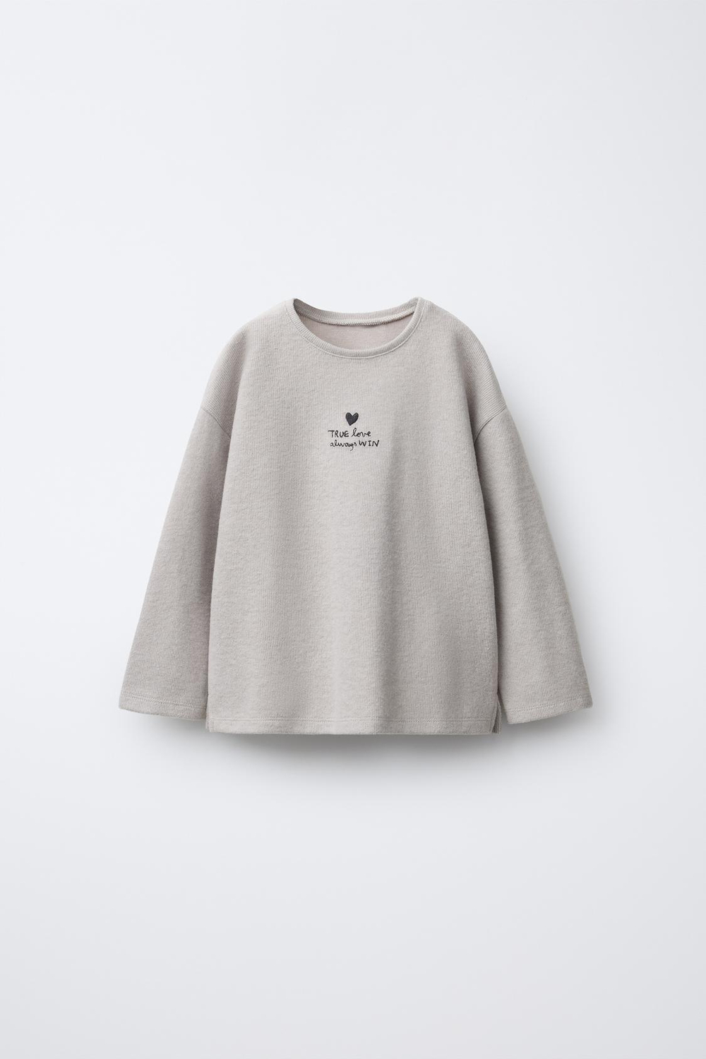 ZARA ЛОНГСЛИВ SOFT TOUCH С ВЫШИВКОЙ, ПЕСОЧНЫЙ МЕЛАНЖ