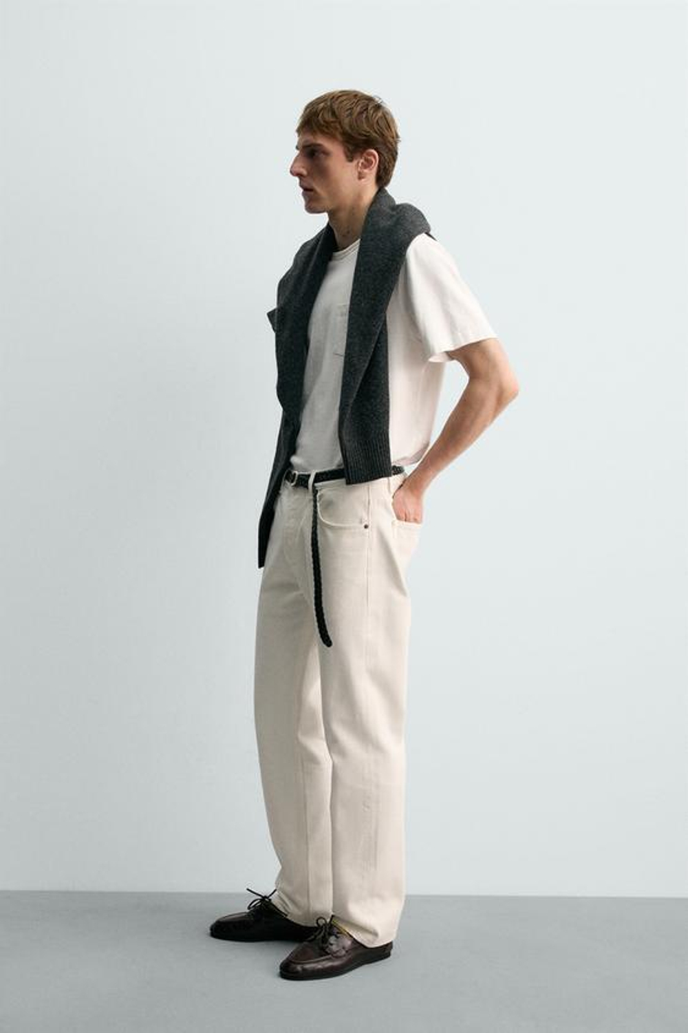 ZARA X AARON LEVINE ДЖИНСЫ STRAIGHT FIT, БЕЛЫЙ