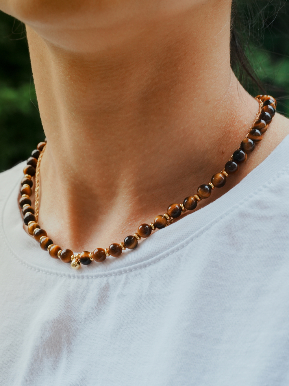 Чокер - Бусы из натурального камня тигровый глаз