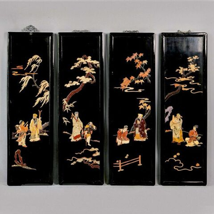 Винтаж: Настенное китайское панно в стиле Шинуазри