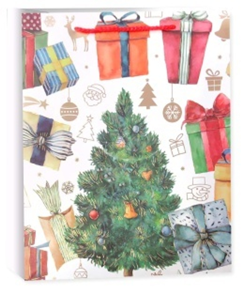 Пакет подарочный Волшебный Новый Год Дизайн №4 Металлик 32*26*10 см.