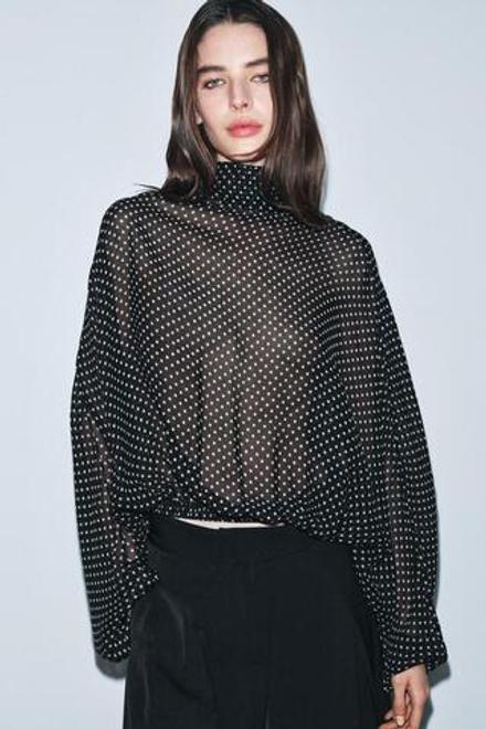 ZARA БЛУЗА В ГОРОШЕК С ЗАВЯЗКАМИ — ZW COLLECTION, ЧЕРНЫЙ/БЕЛЫЙ