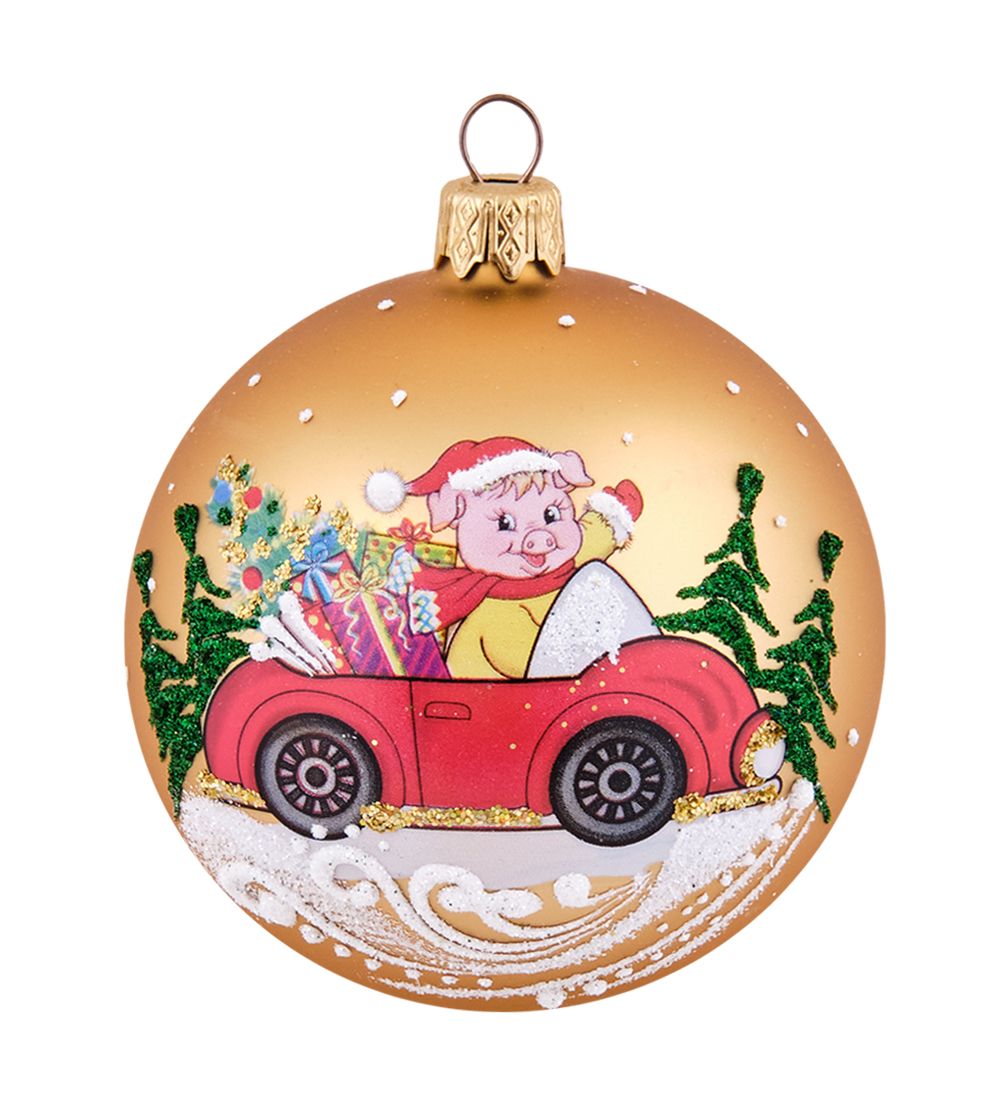 Элита НФШ-1656/5 Ел.украшение Шар «Поросенок с подарками» 85 мм