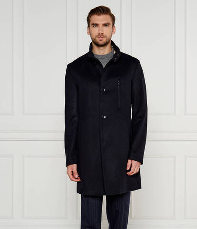 Шерстяное пальто H-Hyde-SU-244 BOSS BLACK - темно-синий(50525764)