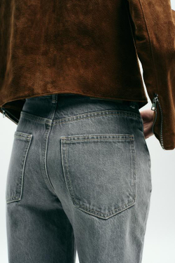 ZARA ДЖИНСЫ Z1975 REGULAR FIT С ВЫСОКОЙ ПОСАДКОЙ И РЕМНЕМ, СЕРЫЙ