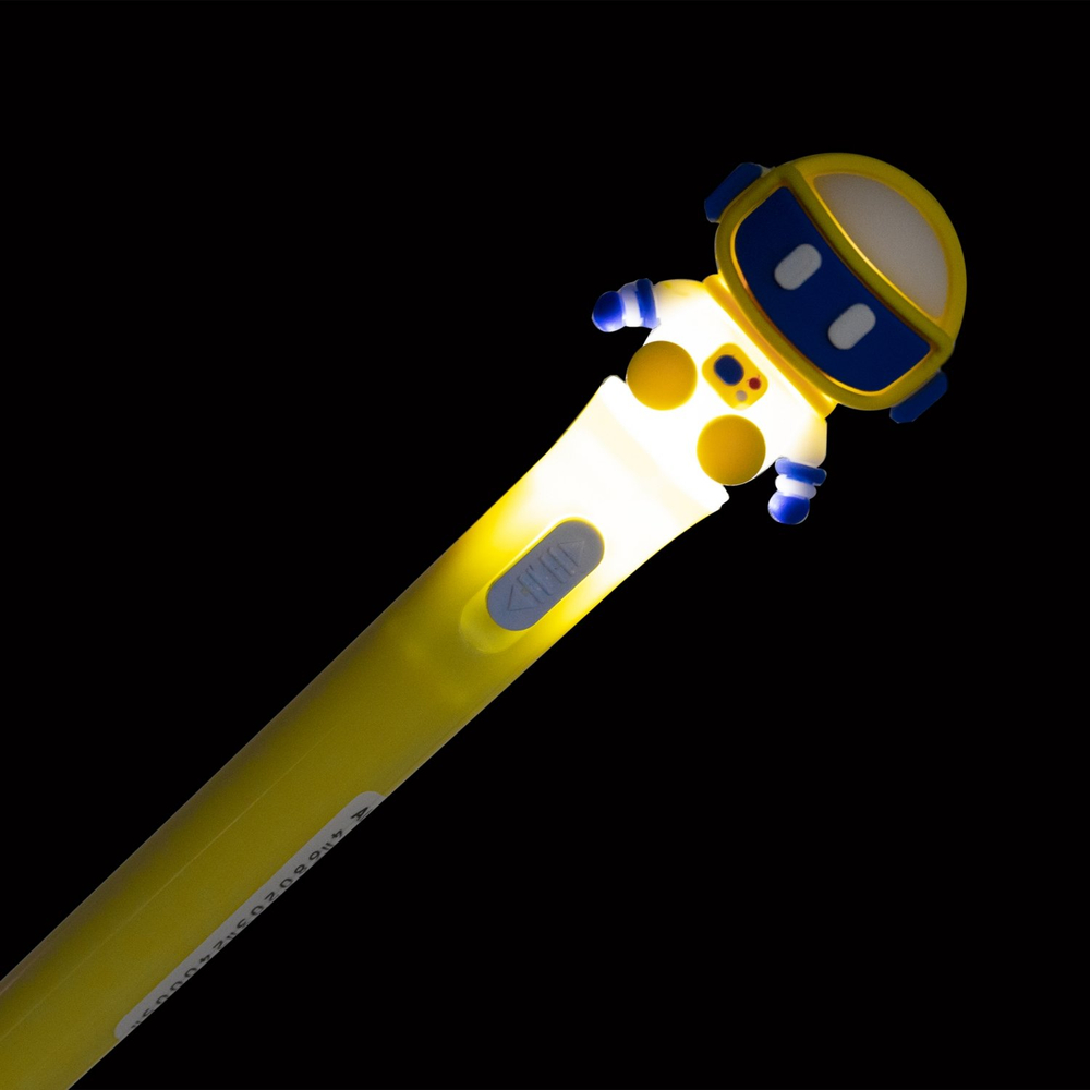 Ручка гелевая Alingar, "Космо", 0,7 мм, черная, с подсветкой, иголь. наконечник, круглый, цветной, пластиковый корпус, карт. уп.