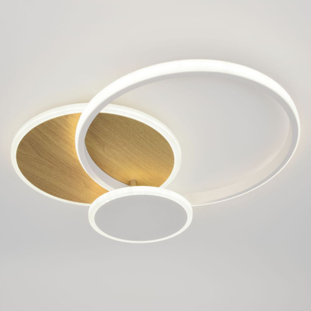 Светильник потолочный светодиодный ЭРА Модерн City CLL-1-60-RC WH+Wood с ДУ 3K-6,5K белый-золото