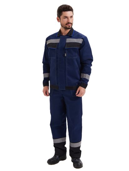 Костюм "Система" (куртка+брюки) цв. т.синий/черн/василек
