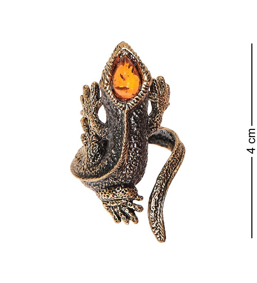 AM-2449 Кольцо «Игуана» (латунь, янтарь)